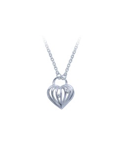 Heart Cage Shaped Silver Necklace SPE-5448